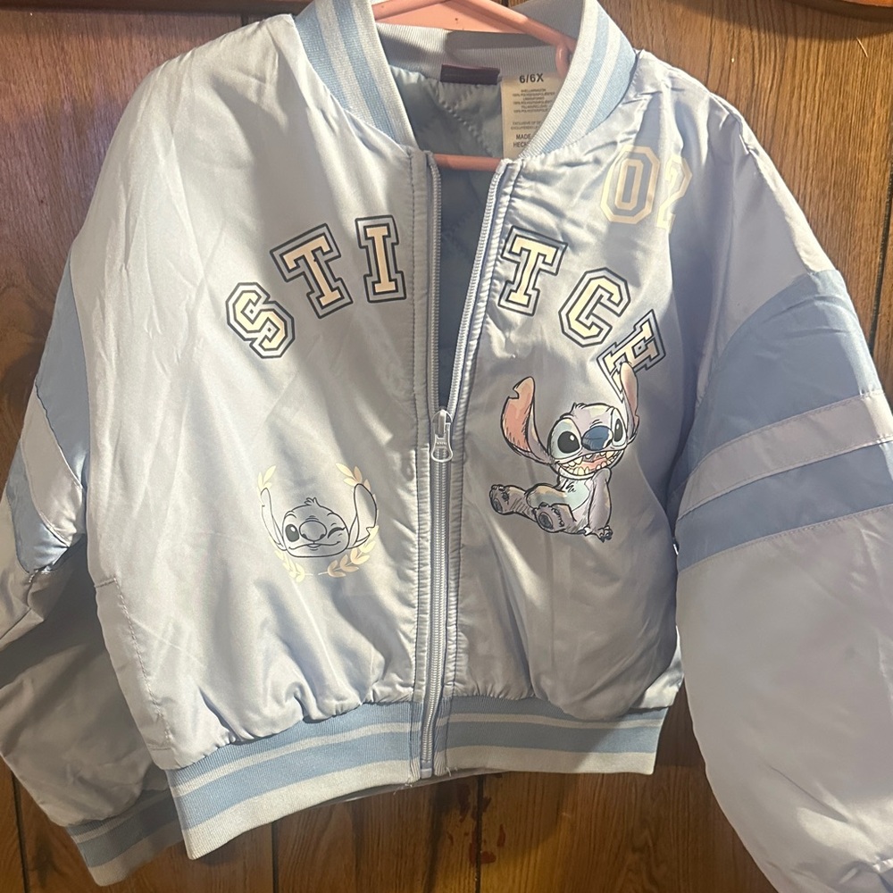 Disney Light Blue Stitch Puffer Jacket for Kids